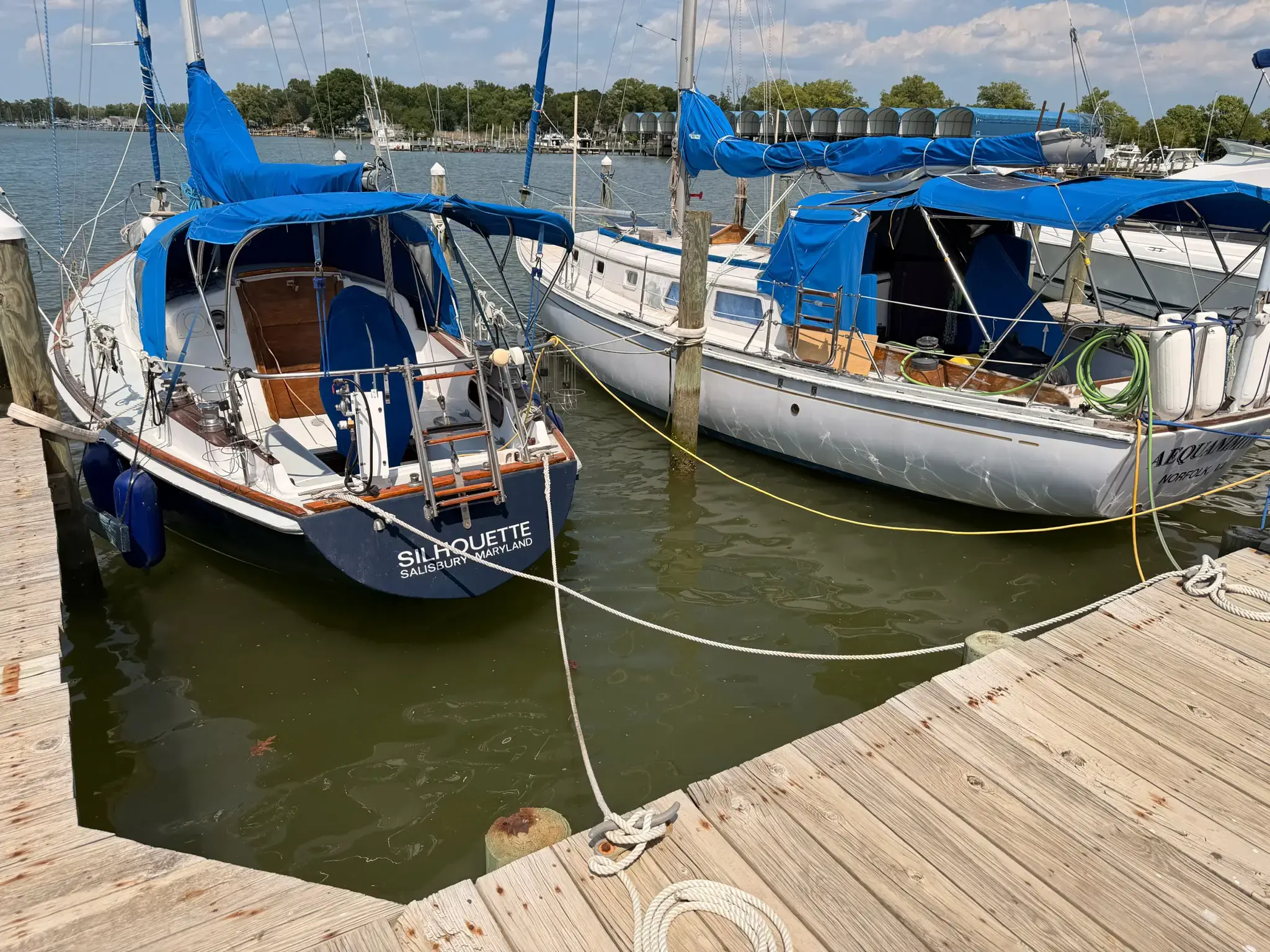 Luxury yacht docked at marina